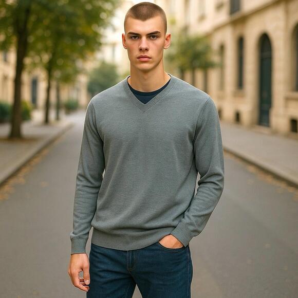 Smartwool Men's XL Sparwood V Neck Sweater Pewter Blue Heather NWT